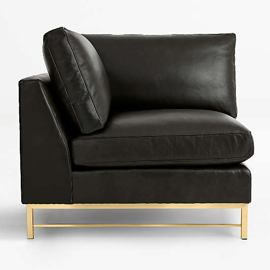 Tyson Leather Right Corner Chair with Brass Base