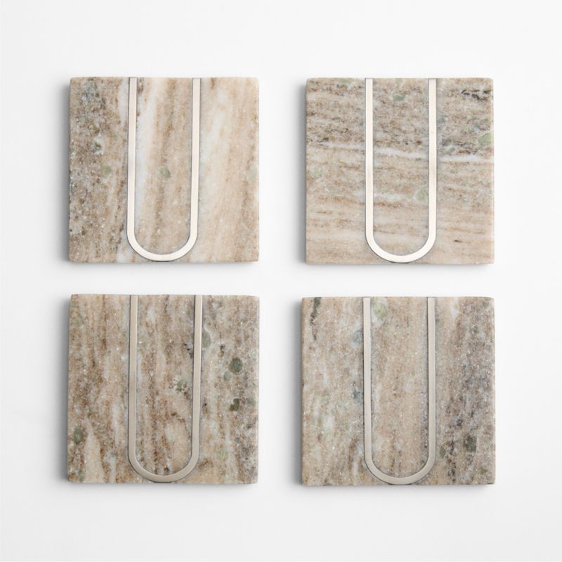 Tuscan Kitchen Marble "U" Monogram Coasters, Set of 4 - image 3 of 4