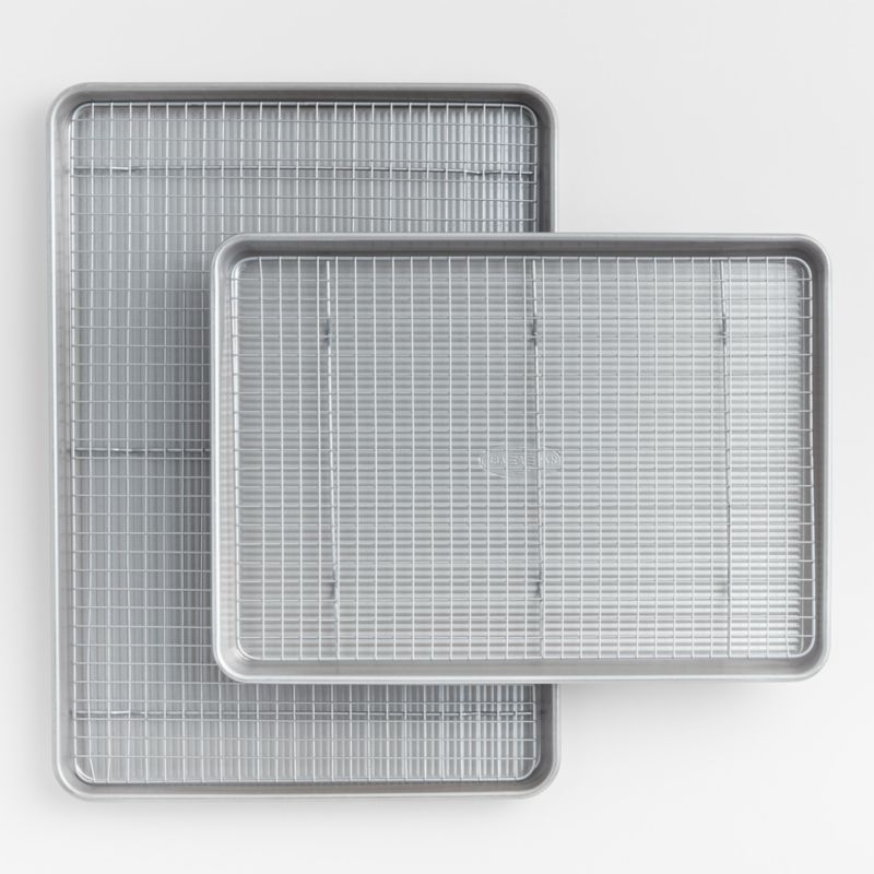 HALF SHEET PAN with Cooling Rack Pre-Cut Parchment Paper Oven Tray