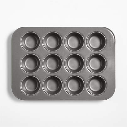 Crate & Barrel Pro 12-Cup Muffin Pan with Silicone Non-Stick Coating, Made by USA Pan