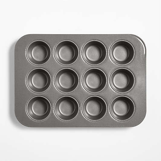 Crate & Barrel Pro 12-Cup Muffin Pan with Silicone Non-Stick Coating, Made by USA Pan