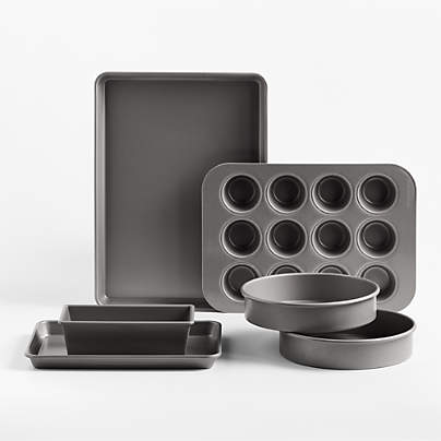Crate & Barrel Pro 6-Piece Bakeware Set with Silicone Non-Stick Coating, Made by USA Pan
