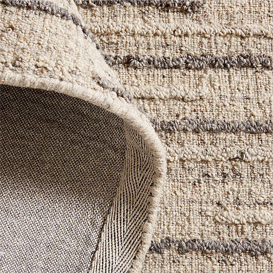 Udaipur Textured Wool Handwoven Stone Grey Area Rug 10'x14'