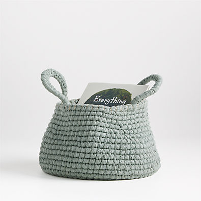 View Uma Green Rope Knit Storage Basket with Handles details