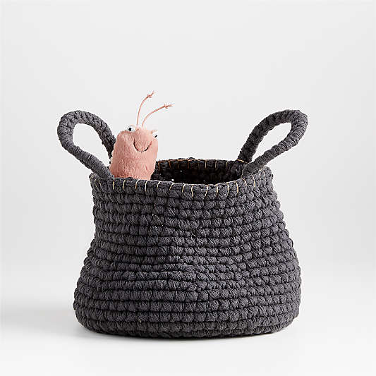 Uma Grey Rope Knit Storage Basket with Handles