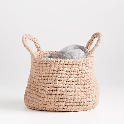 View Uma Rust Rope Knit Storage Basket with Handles details