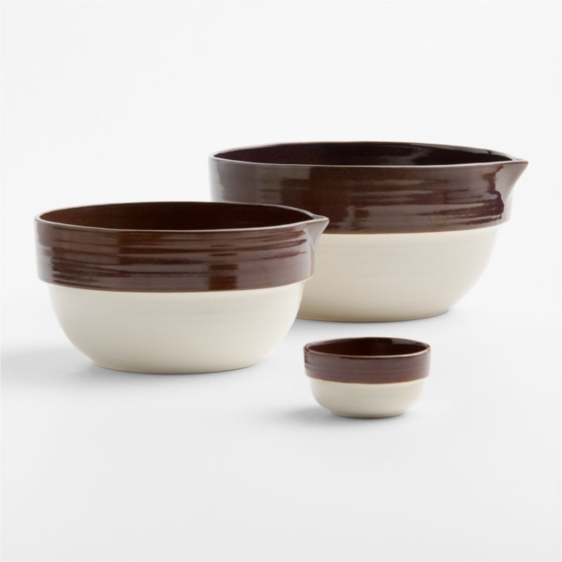 Umber Brown Rimmed Ceramic 3-Qt. Mixing Bowl - image 1 of 3