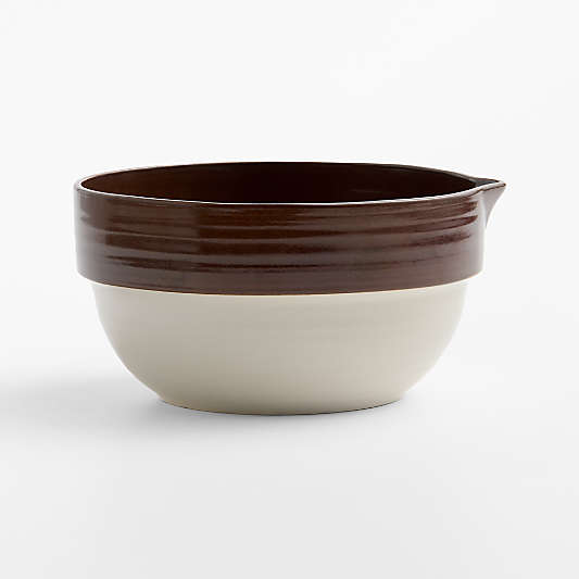 Umber Brown Rimmed Ceramic 3-Qt. Mixing Bowl