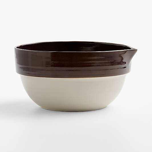 Umber Brown Rimmed Ceramic 5-Qt. Mixing Bowl