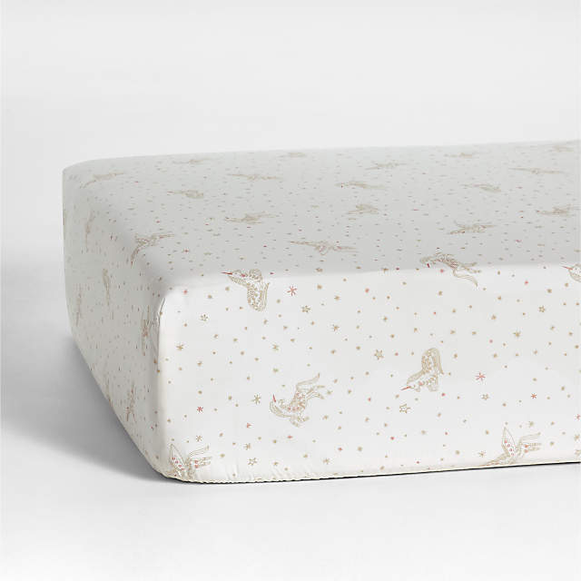 Unicorn Dreams Organic Cotton Baby Crib Fitted Sheet Crate Kids