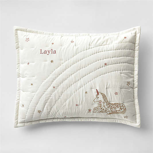 Unicorn Dreams Embroidered Organic Cotton Kids Pillow Sham