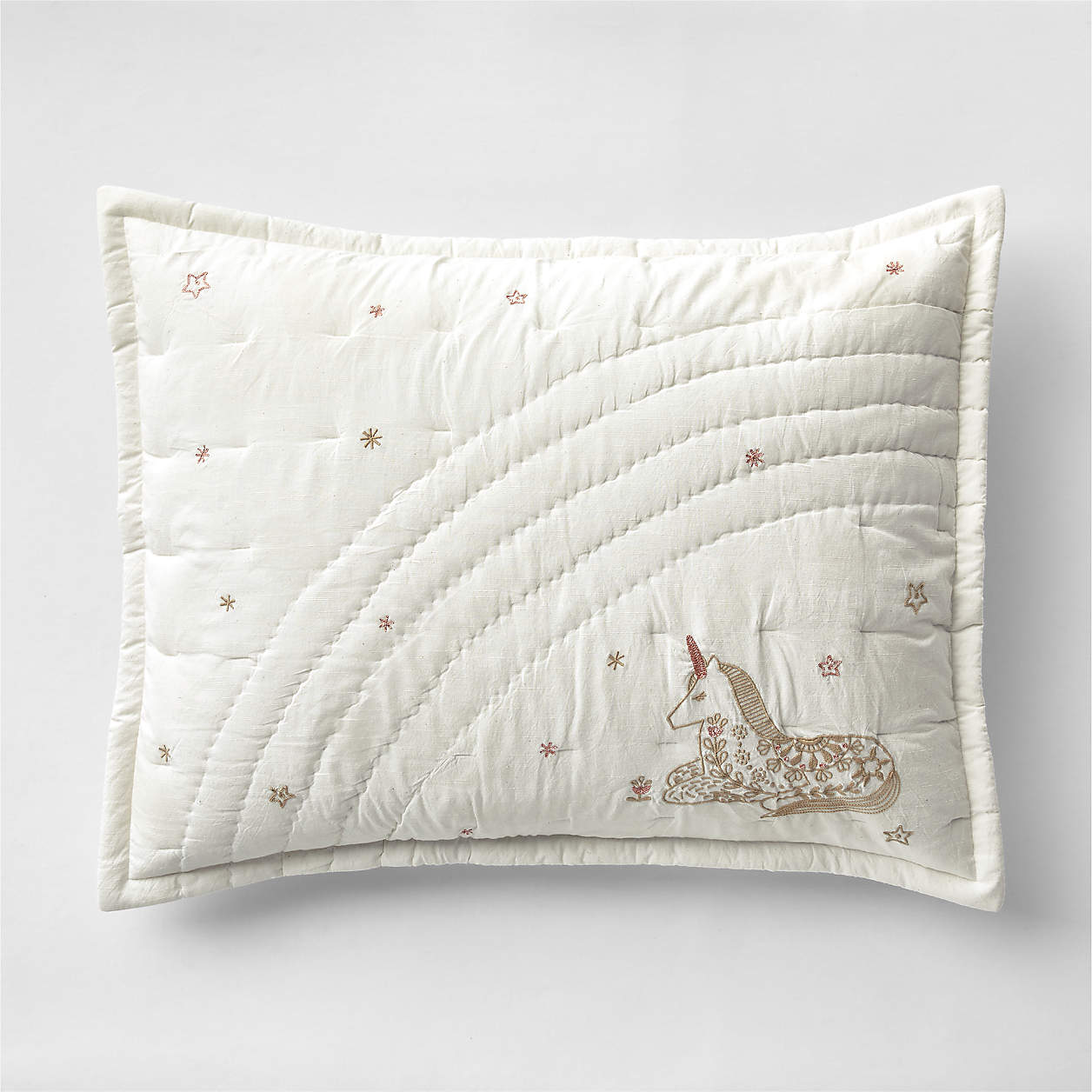 Unicorn Dreams Embroidered Cotton Kids Pillow Sham Crate & Kids