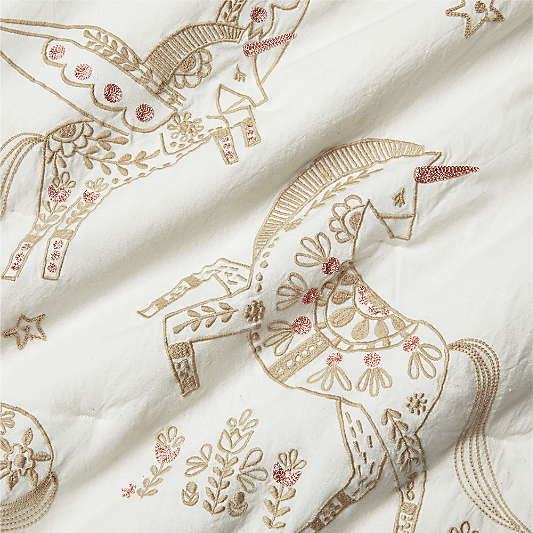 Unicorn Dreams Embroidered Organic Cotton Kids Twin Quilt