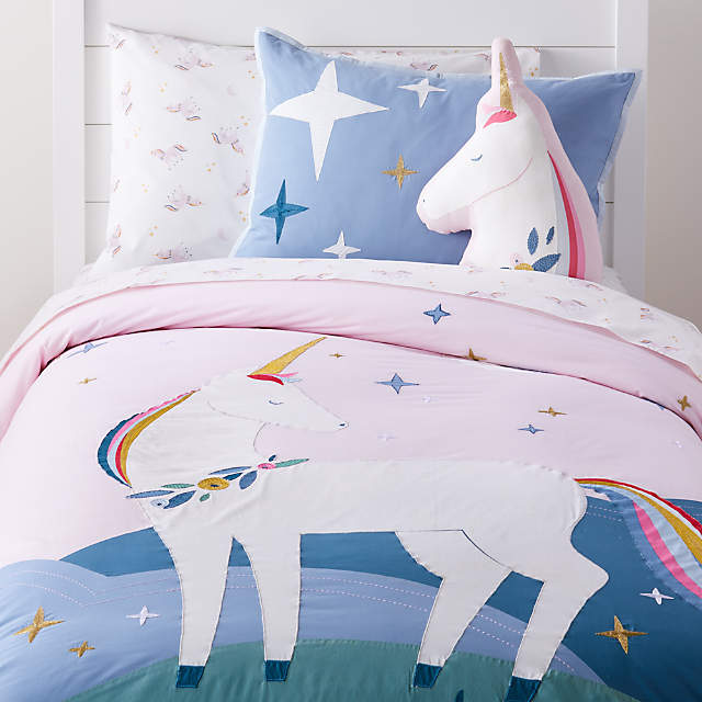 pink and grey unicorn bedding