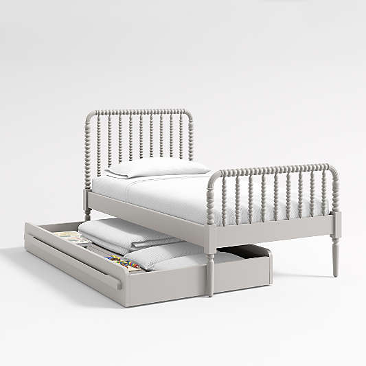 Kids Light Grey Twin Trundle Bed