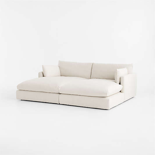 Unwind Modular 2-Piece Slipcovered Sectional Sofa with Double Chaise Lounge
