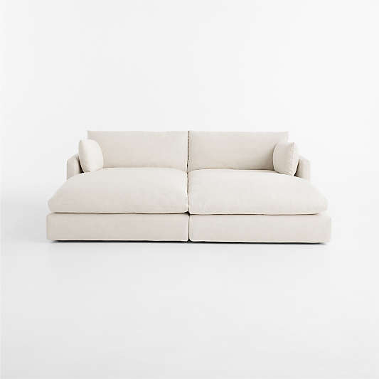 Unwind Modular 2-Piece Slipcovered Sectional Sofa with Double Chaise Lounge