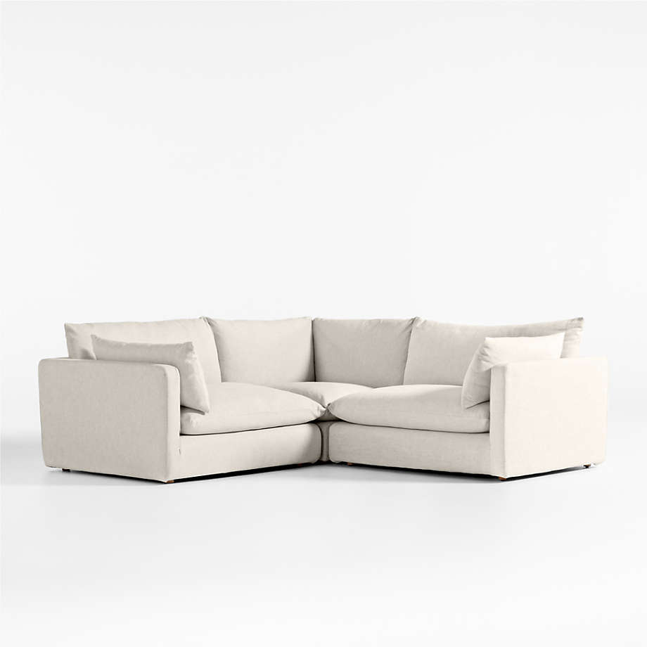 Unwind 3Piece Slipcovered Sectional Sofa + Reviews Crate & Barrel
