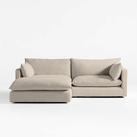 Unwind Modular 3-Piece Slipcovered Reversible Sectional Sofa with Ottoman