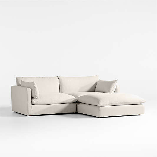 Unwind Modular 3-Piece Slipcovered Reversible Sectional Sofa with Ottoman