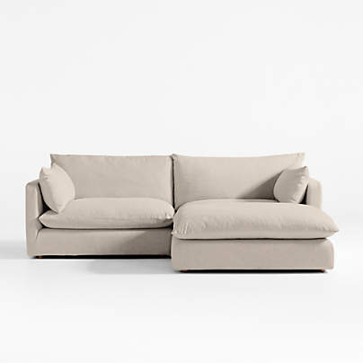Unwind Modular 3-Piece Slipcovered Reversible Sectional Sofa with Ottoman