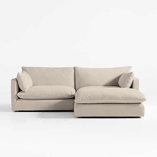 Unwind Modular 3-Piece Slipcovered Reversible Sectional Sofa with Ottoman