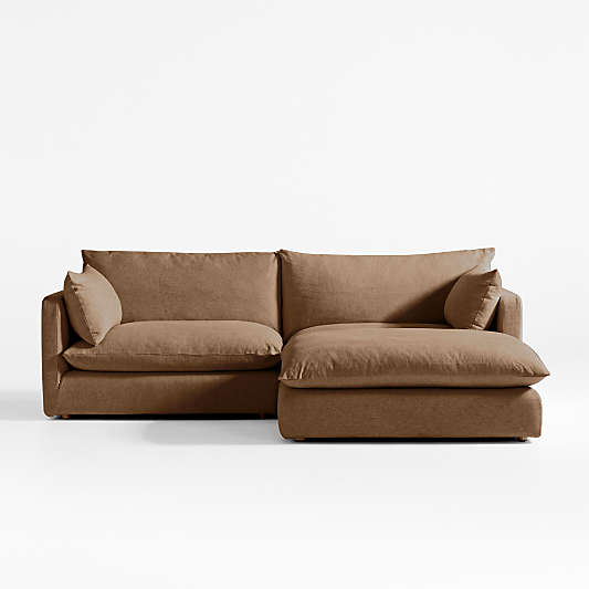 Unwind Modular 3-Piece Slipcovered Reversible Sectional Sofa with Ottoman