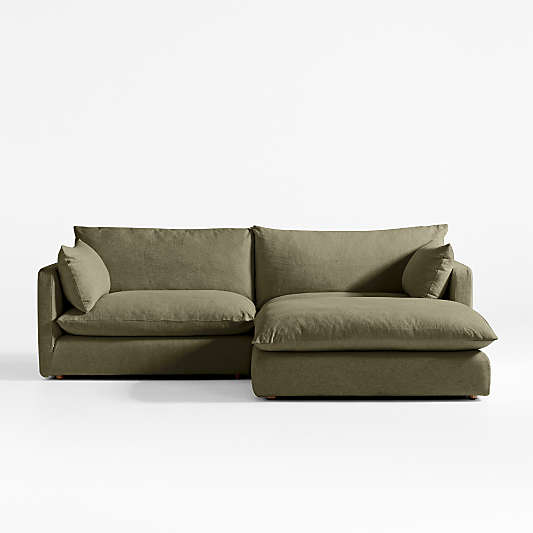 Unwind Modular 3-Piece Slipcovered Reversible Sectional Sofa with Ottoman
