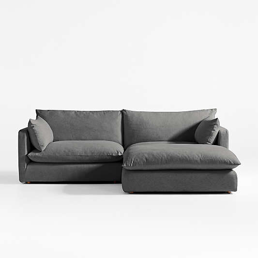 Unwind Modular 3-Piece Slipcovered Reversible Sectional Sofa with Ottoman