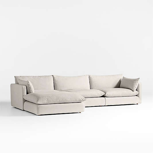 Unwind Modular 4-Piece Slipcovered Reversible Sectional Sofa with Ottoman