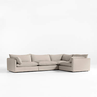 Unwind Modular 4-Piece L-Shaped Slipcovered Sectional Sofa