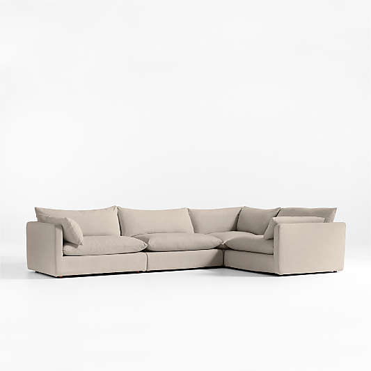 Unwind Modular 4-Piece L-Shaped Slipcovered Sectional Sofa