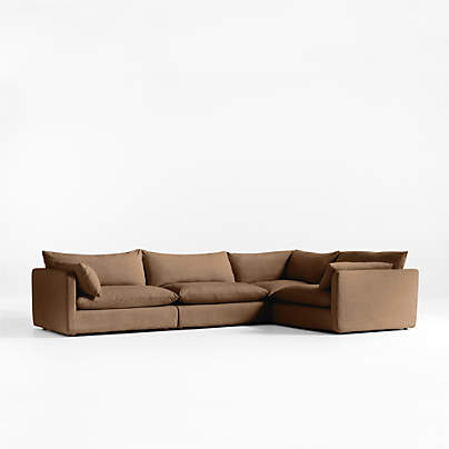 Unwind Modular 4-Piece L-Shaped Slipcovered Sectional Sofa