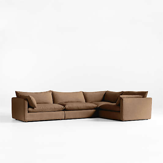 Unwind Modular 4-Piece L-Shaped Slipcovered Sectional Sofa