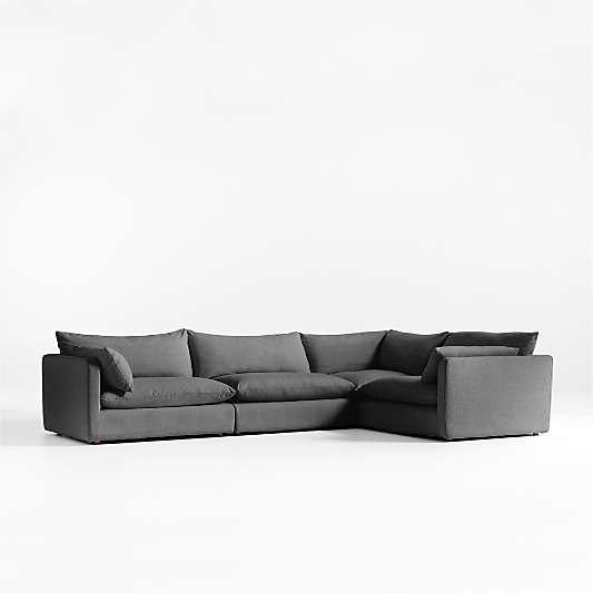Unwind Modular 4-Piece L-Shaped Slipcovered Sectional Sofa