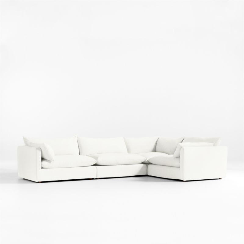 Unwind Modular 4-Piece Slipcovered L-Shaped Sectional Sofa- White - image 0 of 6