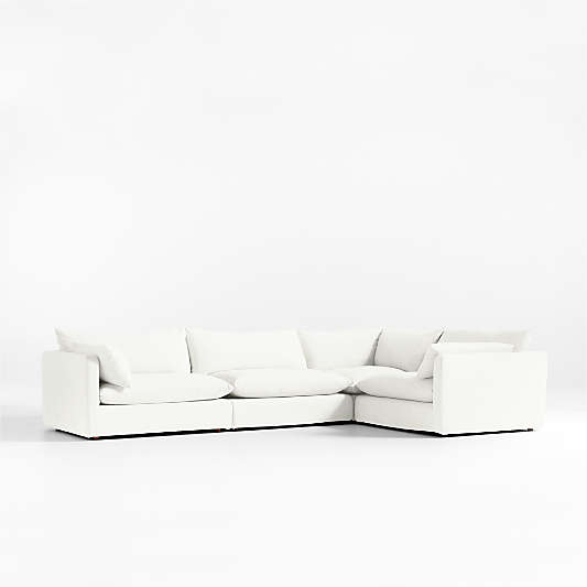 Unwind Modular 4-Piece Slipcovered L-Shaped Sectional Sofa- White