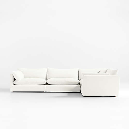 Unwind Modular 4-Piece Slipcovered L-Shaped Sectional Sofa- White