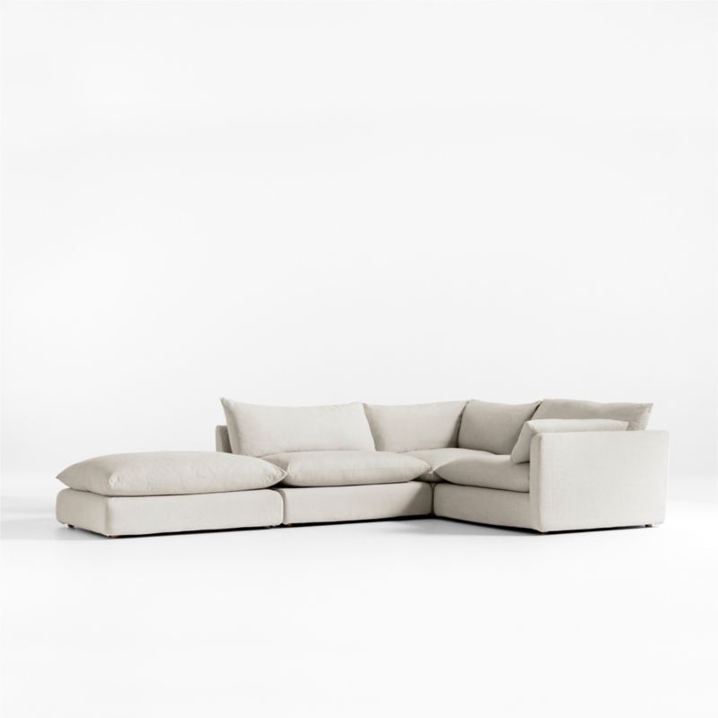 Unwind Modular 4-Piece L-Shaped Slipcovered Sectional Sofa with Ottoman - image 5 of 9