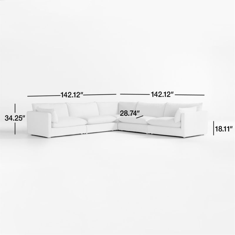 View Unwind Modular 5-Piece Slipcovered L- Shaped Sectional Sofa - image 3 of 4