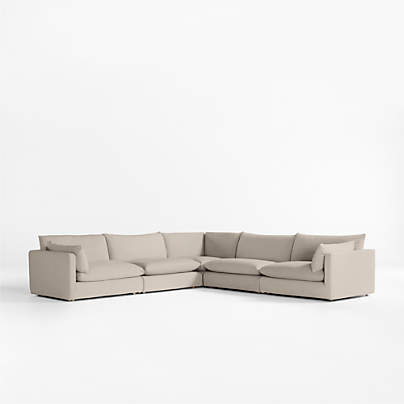 Unwind Modular 5-Piece L-Shaped Slipcovered Sectional Sofa