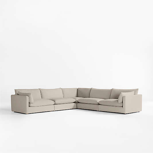 Unwind Modular 5-Piece L-Shaped Slipcovered Sectional Sofa