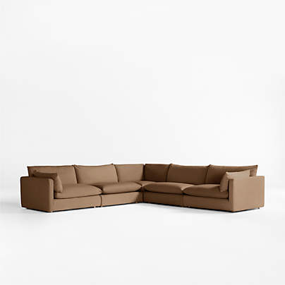 Unwind Modular 5-Piece L-Shaped Slipcovered Sectional Sofa