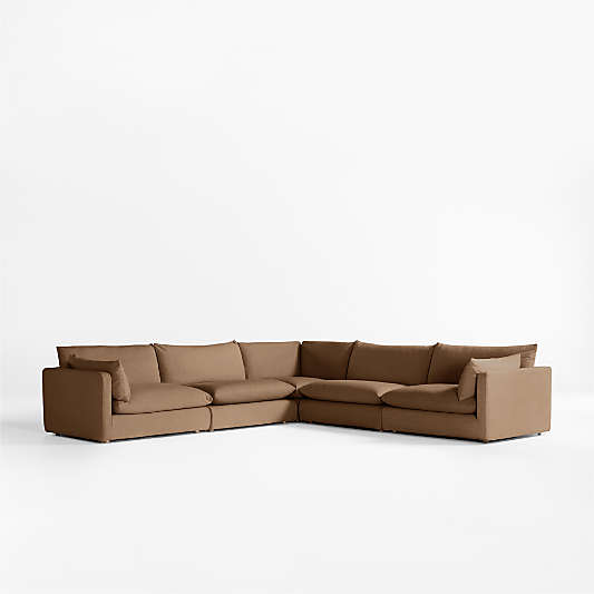 Unwind Modular 5-Piece L-Shaped Slipcovered Sectional Sofa