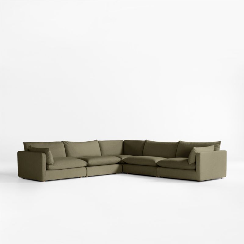 Unwind Modular 5-Piece Slipcovered L-Shaped Sectional Sofa - image 0 of 4