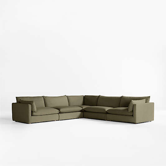 Unwind Modular 5-Piece L-Shaped Slipcovered Sectional Sofa