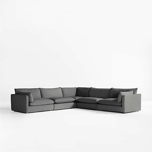 Unwind Modular 5-Piece Slipcovered L- Shaped Sectional Sofa