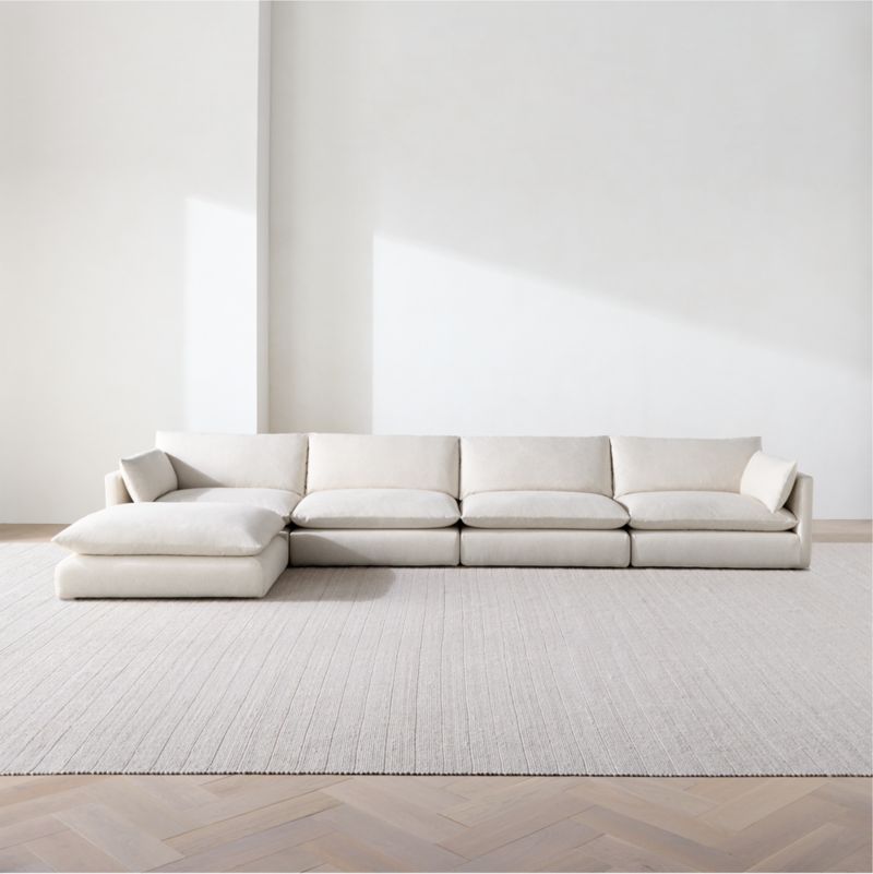 Unwind Modular 5-Piece Slipcovered Reversible Sectional Sofa with Ottoman - image 4 of 15