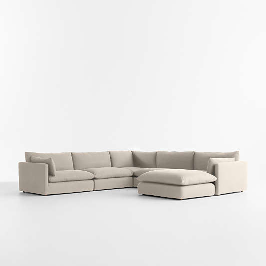 Unwind Modular 6-Piece Slipcovered Sectional Sofa with Ottoman