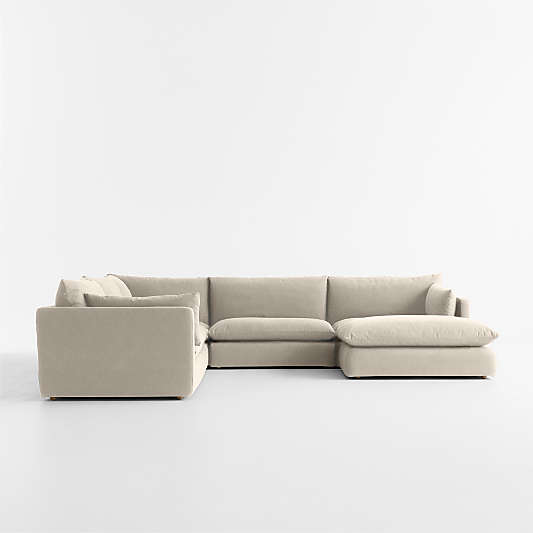 Unwind Modular 6-Piece Slipcovered Sectional Sofa with Ottoman